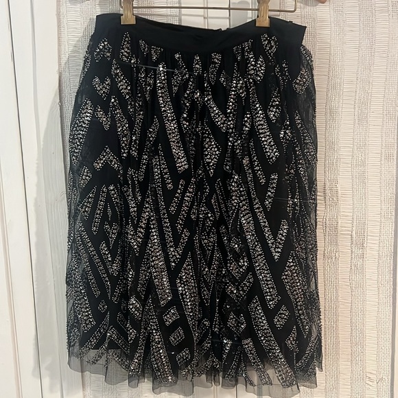 Parker Metallic Switch Geometric Beaded Skirt L - Picture 4 of 9